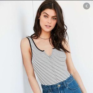 Urban Outfitters Notch Neck Striped Bodysuit